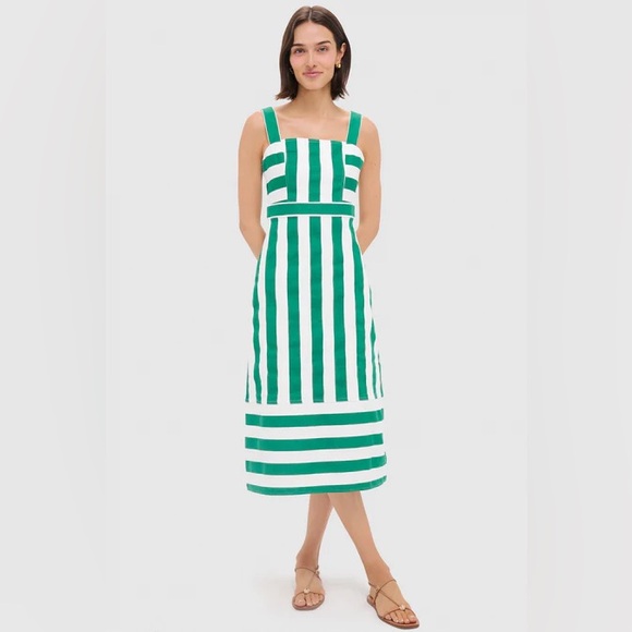Hyacinth House Dresses & Skirts - NWOT Hyacinth House Green & White Striped Hooper Denim Midi Dress Sz S